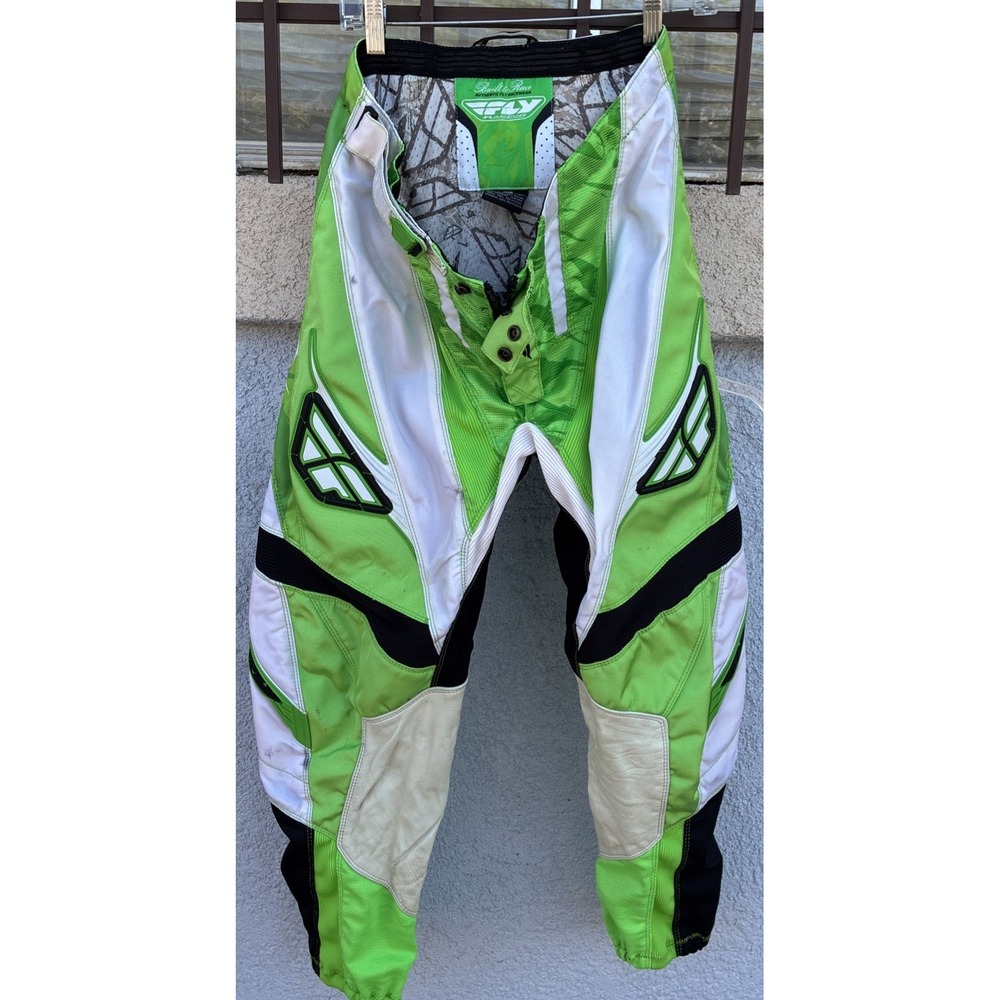 Fly Racing 805 Race Pant Mens 36x27 Green White Motocross BMX Dirt Bike Gear